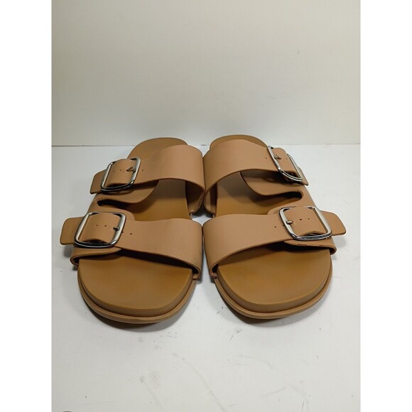 Torrid Size 9 WW WIDE Tan Buckle Slide Sandals Casual Flat Comfort - Picture 3 of 11